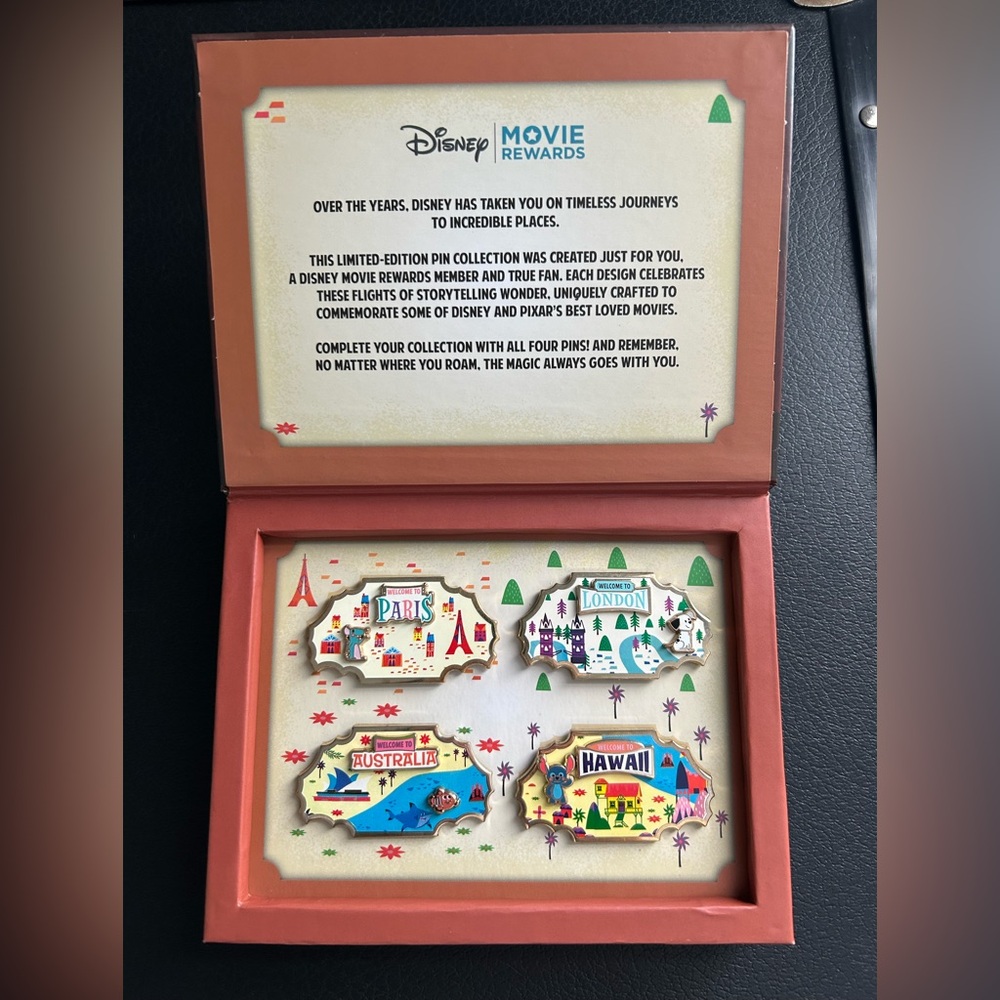Disney Movie Rewards Around the World Limited Edition Pin Complete Set
